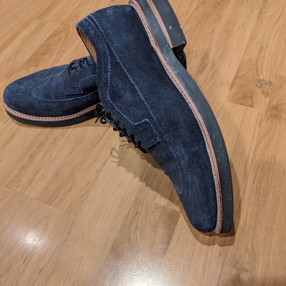 Unmarked blue suede wingtip derby with black cork - Picture 4 of 4